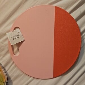 Round two tone pink cutting board